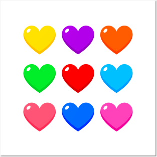 Colorful Glossy Hearts Pack Posters and Art